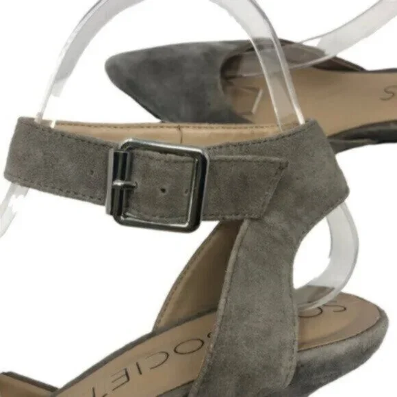 Sole Society | Women's Sandal Taupe Suede Heels Size 8 - Picture 5 of 13